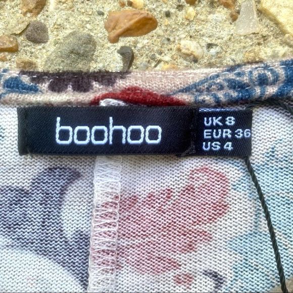 NWOT Boo Hoo Floral Boho Knit Long Sleeve Dress 4 - Picture 2 of 9